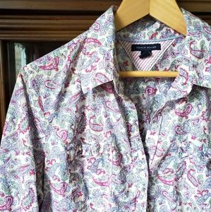 Vtg Tommy Paisley Button Down Blouse